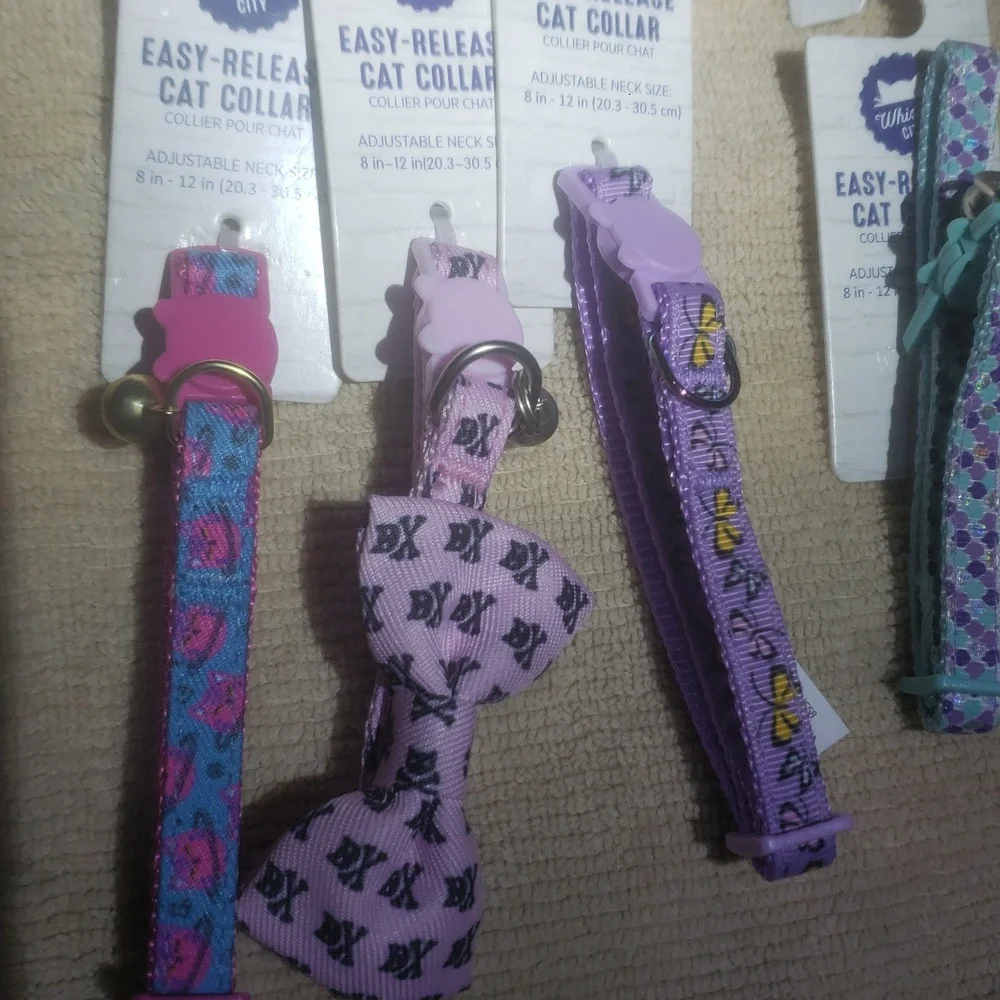 Pink and Purple Pet Accessories Set with Polka Dot Design and Bow
